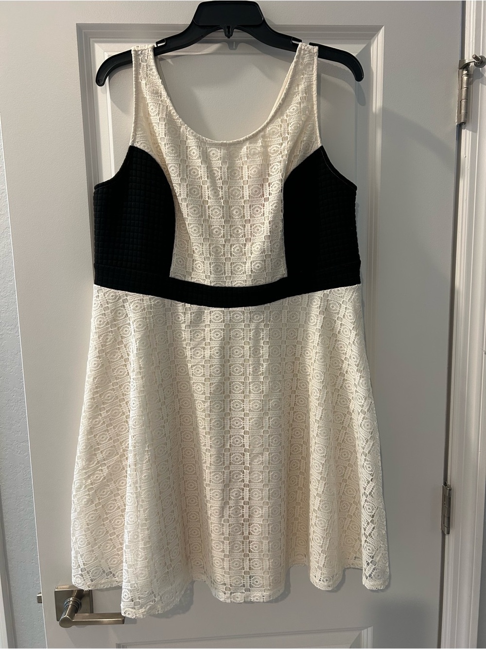Xhilaration Black & Cream Lace Fit-and-Flare Mini Dress